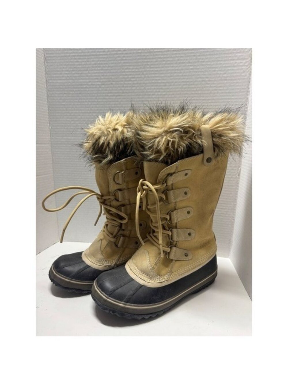 Sorel Joan of Arctic Waterproof Winter Boots Tan Faux Fur NL1540-232 Womens 7